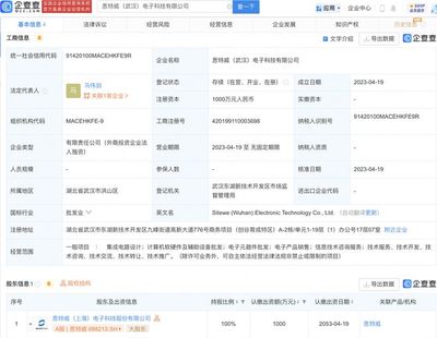 思特威武漢設(shè)立電子科技子公司，拓展集成電路設(shè)計與軟硬件批發(fā)業(yè)務(wù)